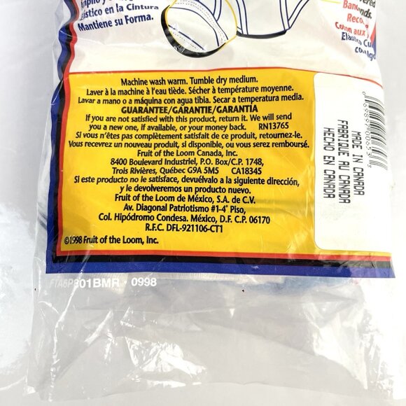 Vintage Fruit Of The Loom Briefs Size 2 6 Pack 1998 Preshrunk Cotton Underwear - Picture 6 of 6